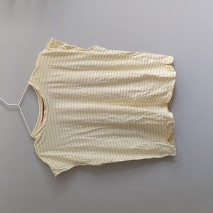 EUC Ayr striped tee, cap sleeve, yellow and white stripe, sz L